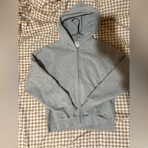 Aritzia Perfect Zip Hoodie- Heather Chrome